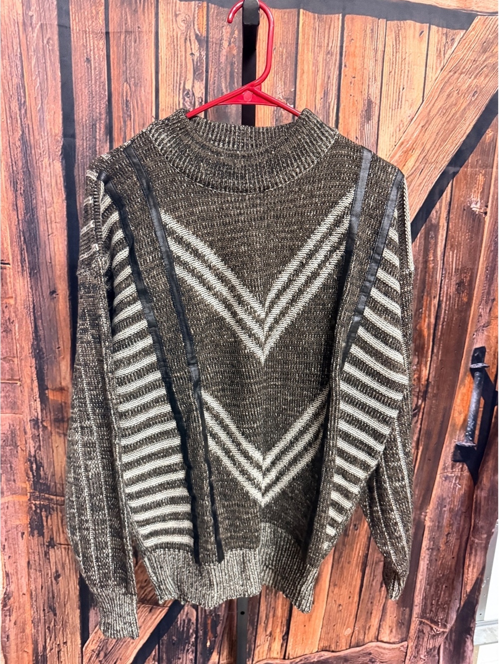 Vintage City Streets Brown and Cream Acrylic Knit Sweater